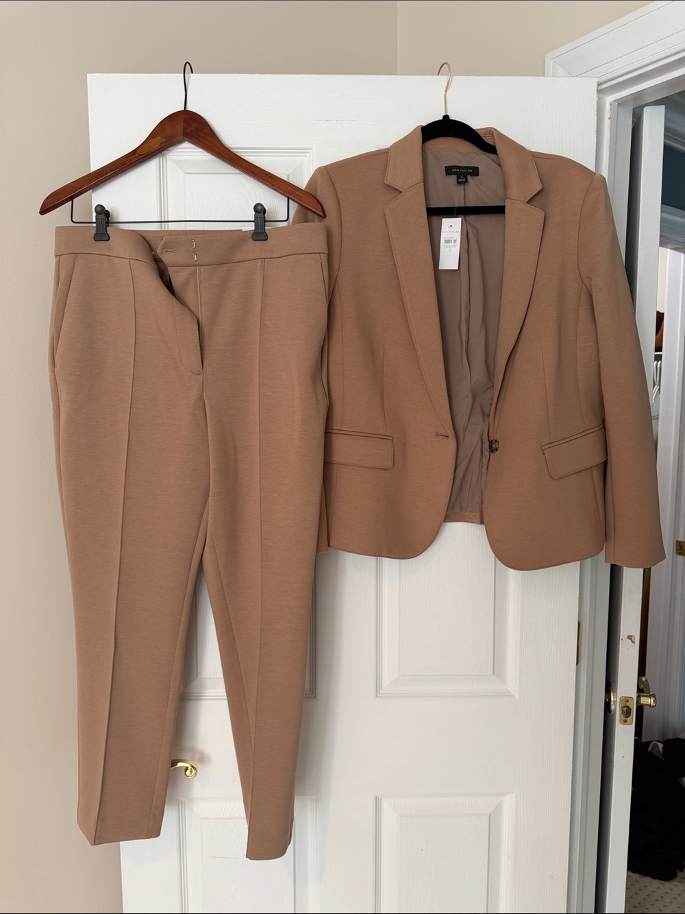 Ann Taylor Camel/Tan Blazer and Trousers Set